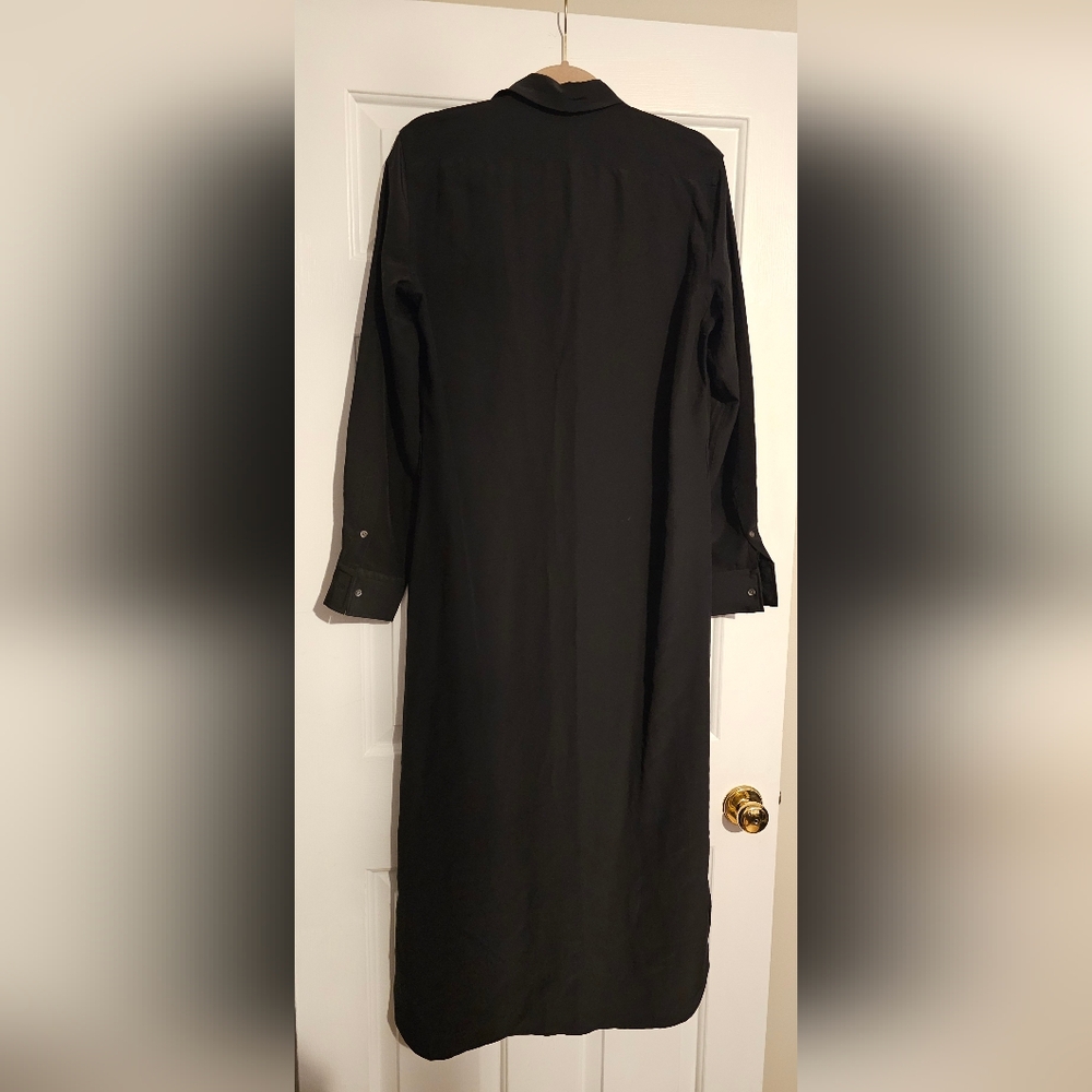 Polo Ralph Lauren Black Long Sleeve Shirt Dress 100% Silk - Picture 3 of 5